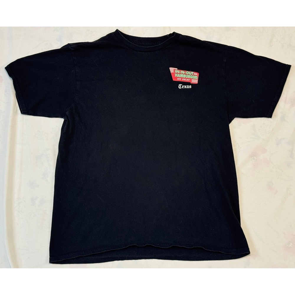 In-N-Out Burger Texas Graphic T-Shirt Mens Large Black Muscle Car USA Made